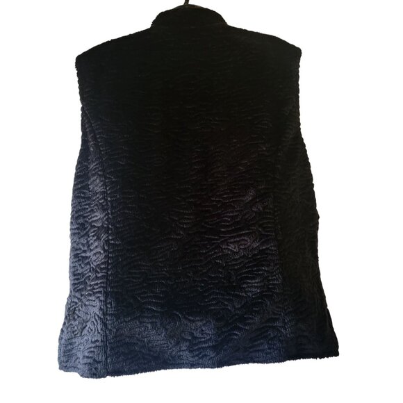 Vtg Reversible Red & Black Quilted Vest With Faux Fur Texture Sleeveless - Picture 4 of 16